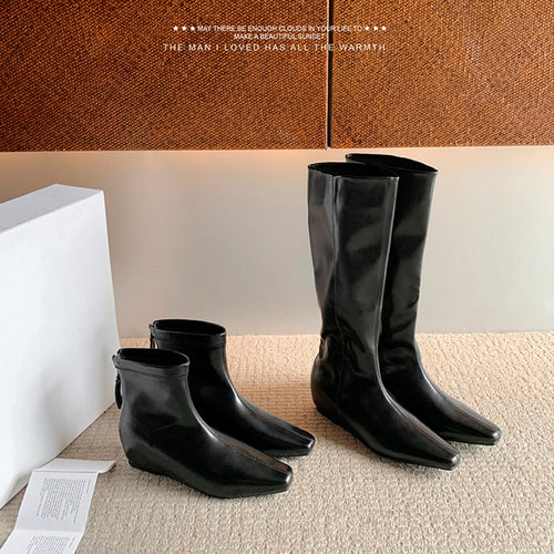 2026 New Winter Women'S Boots, Slouchy Slim Fit Square Toe Low Heel Long Boots, Black Fall Shoes, Women Shoes