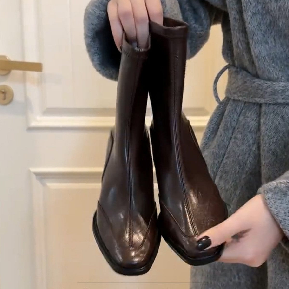 Women'S Square Toe Block Heel Boots | Korean Style Slim Fit Ankle Boots, Fall Vintage Short Booties, Zipper Closure, Pointed Toe, Low Heel, Polyurethane Upper, Genuine Leather Lining, Eva Insole, Rubber Sole, Women Shoes