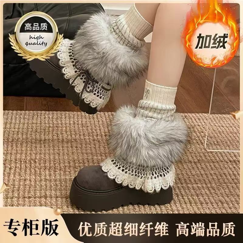 Women Petite Thick Sole Fleece Lined Thickened Snow Boots Winter Non Slip Warm Northeast Boots Local Warehouse Items