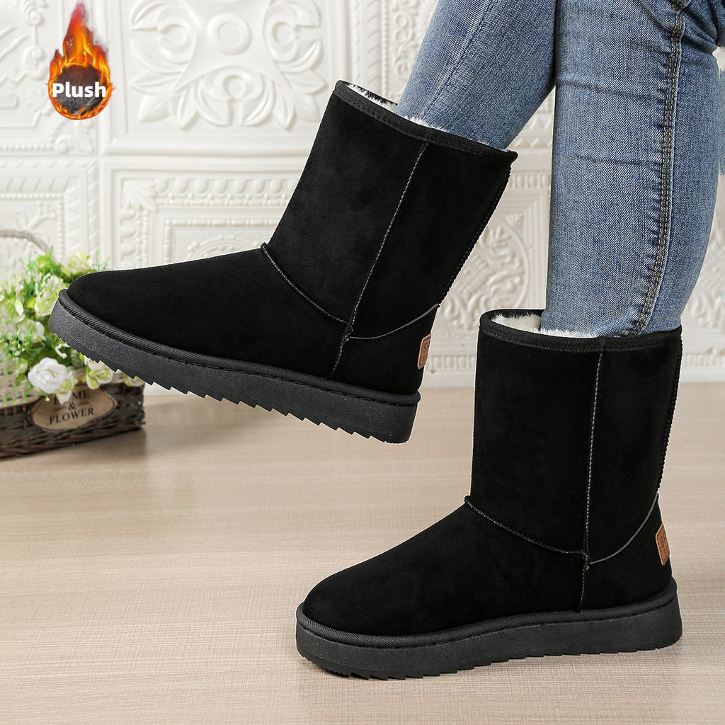 Sneakers, Womens Wide Width Mid Calf Snow Boots Large Size Winter Footwear Thermal Insulated Plush Lined Cold Weather Booties Thick Sole Shoes Non Slip Slip Casual Hiking Durable Comfortable Weather Ready