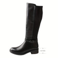 TMA EYES Stylish Solid Zipper Stretchy Comfortable Knee-High Biker Boots, Women Shoes