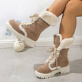 Mid-Calf Retro Chunky Platform Snow Boots | faux fur Lined, Slip-Resistant, EVA Upper, PVC Inner, Fabric Insole, Sole, Wide Fit for Women