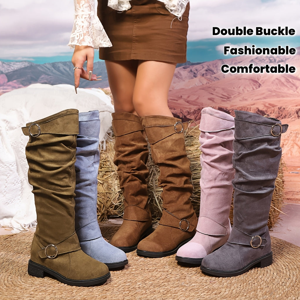 Women's Boots \u002F Fashionable Comfortable High-quality \u002F Double Buckle Decoration \u002F Trendy Versatile Style \u002F Women Shoes