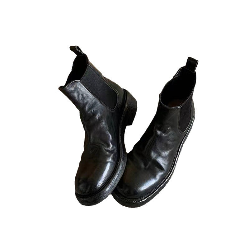 2026 Autumn\u002FWinter Women'S Chunky Heel Ankle Boots, Thick Solid Platform Pleated Leather Booties, Comfortable Fall Footwear for Women from Local Warehouse, Women Shoes