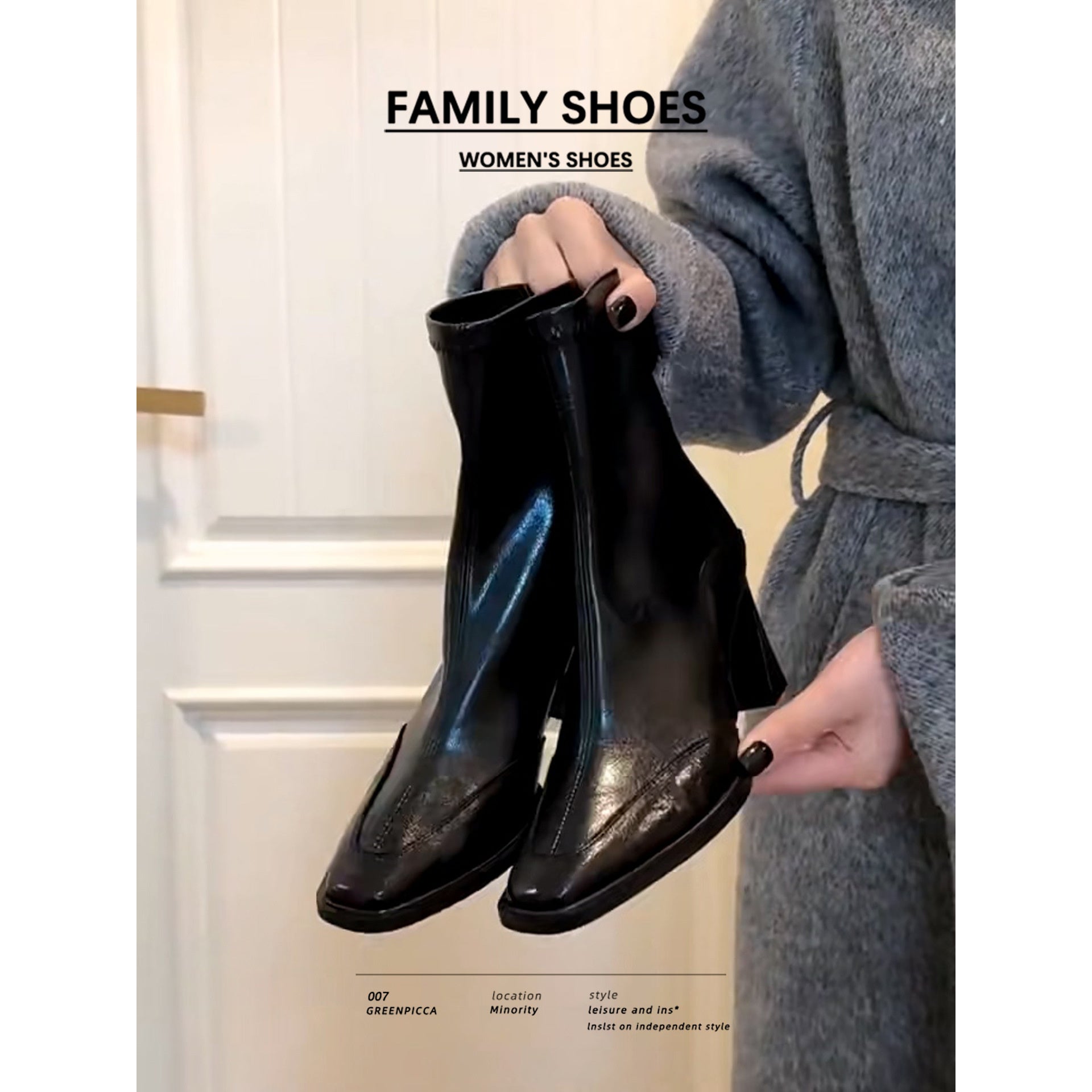 Women'S Square Toe Block Heel Boots | Korean Style Slim Fit Ankle Boots, Fall Vintage Short Booties, Zipper Closure, Pointed Toe, Low Heel, Polyurethane Upper, Genuine Leather Lining, Eva Insole, Rubber Sole, Women Shoes