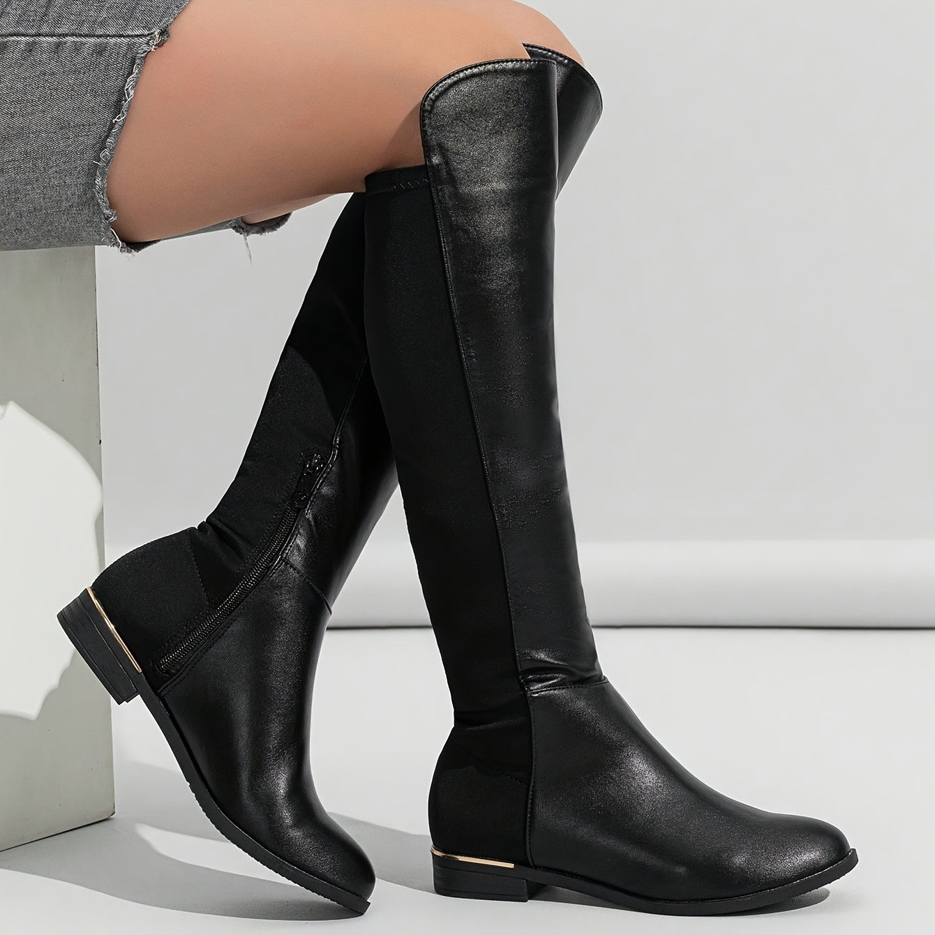 Tube-Style Long Boots for Women with a Round Toe, Perfect for Autumn And Winter., Women Shoes