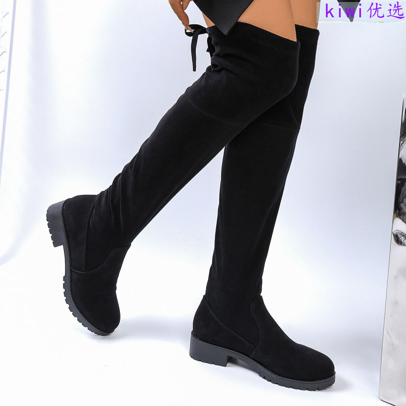 New Style of Plus-Size Women'S Boots for Autumn And Winter 2026, Featuring Back Lacing, a Chunky Heel, And a Thick Sole for Comfort., Women Shoes