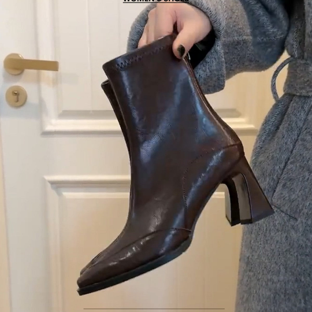 Women'S Square Toe Block Heel Boots | Korean Style Slim Fit Ankle Boots, Fall Vintage Short Booties, Zipper Closure, Pointed Toe, Low Heel, Polyurethane Upper, Genuine Leather Lining, Eva Insole, Rubber Sole, Women Shoes