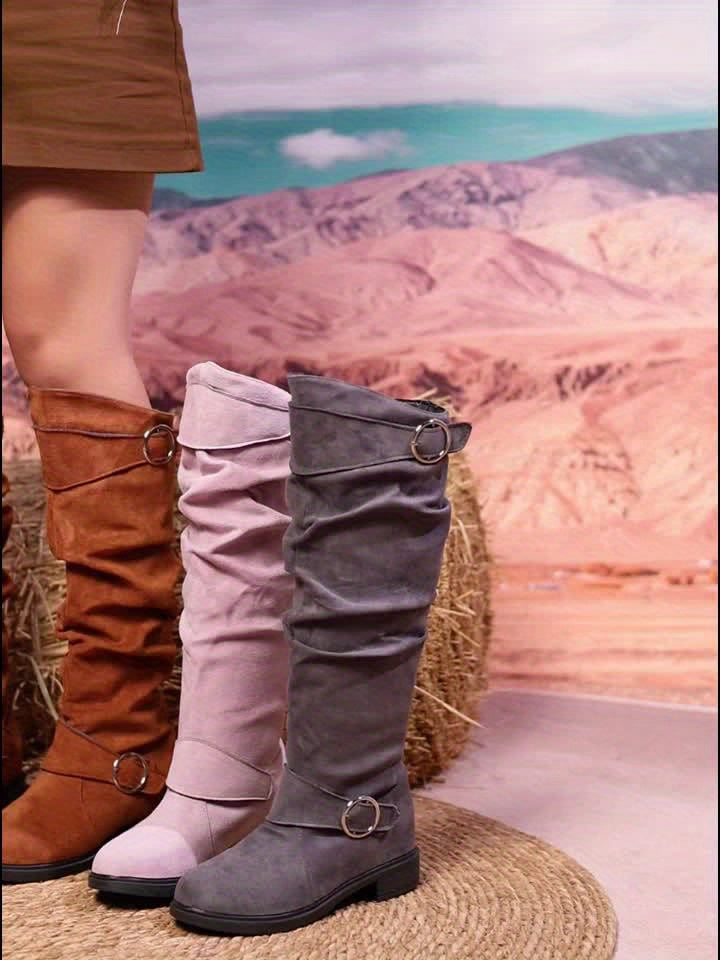 Women's Boots \u002F Fashionable Comfortable High-quality \u002F Double Buckle Decoration \u002F Trendy Versatile Style \u002F Women Shoes