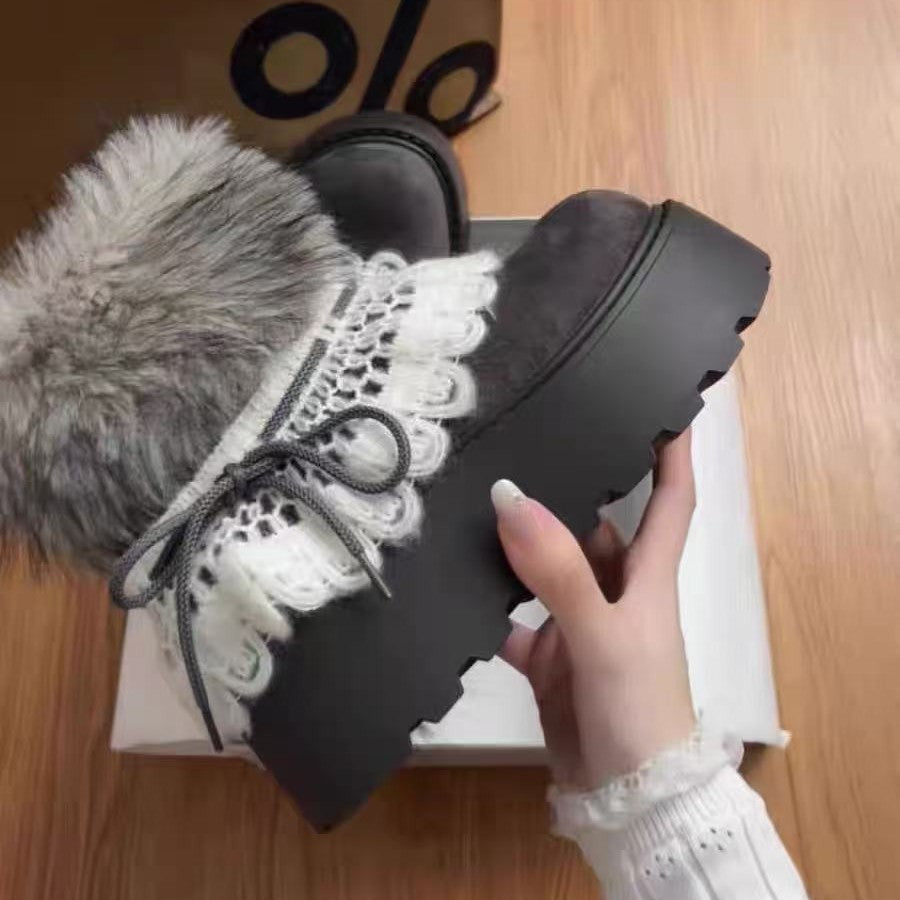 Women Petite Thick Sole Fleece Lined Thickened Snow Boots Winter Non Slip Warm Northeast Boots Local Warehouse Items