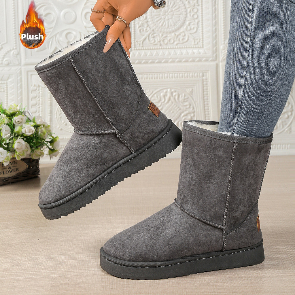 Sneakers, Womens Wide Width Mid Calf Snow Boots Large Size Winter Footwear Thermal Insulated Plush Lined Cold Weather Booties Thick Sole Shoes Non Slip Slip Casual Hiking Durable Comfortable Weather Ready