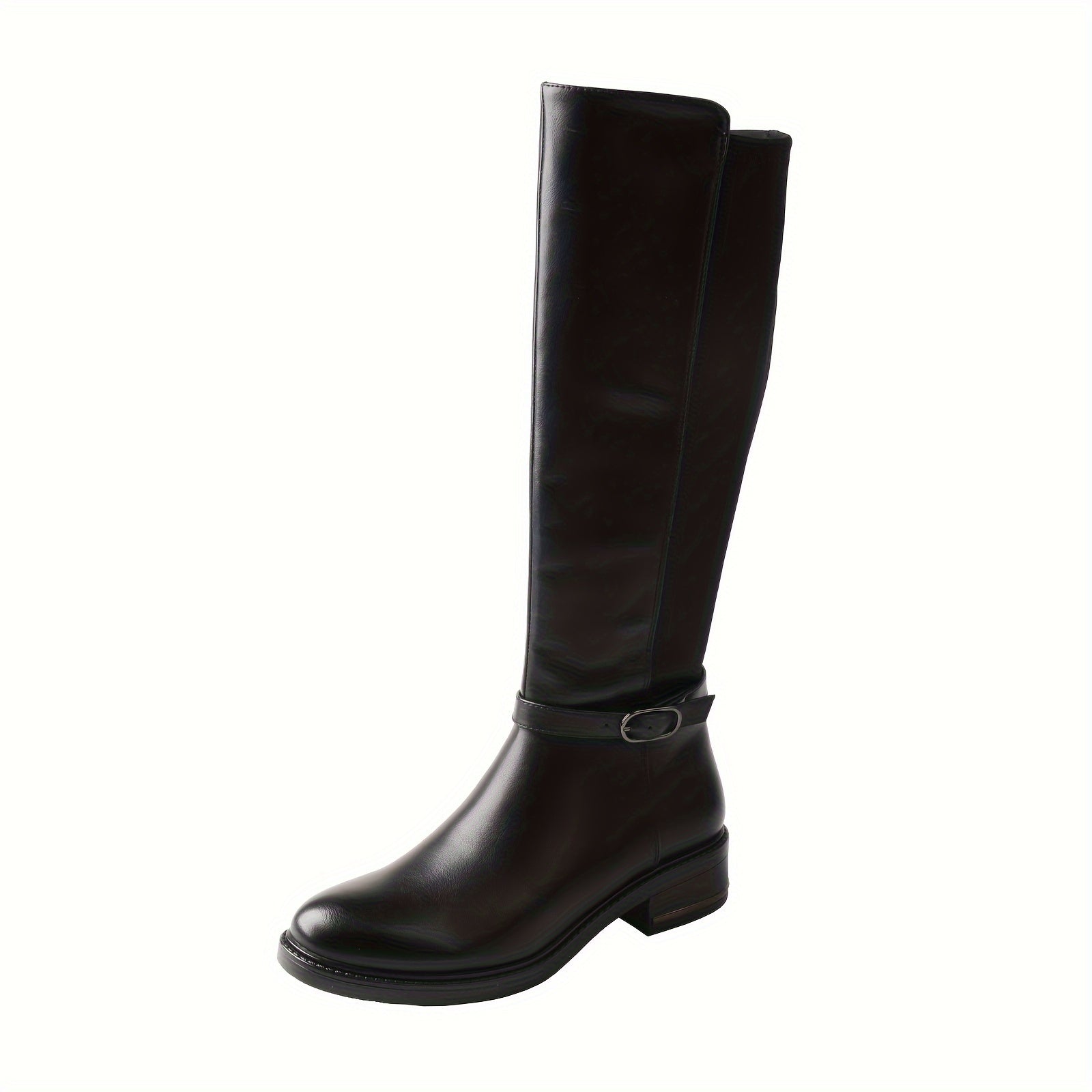 TMA EYES Stylish Solid Zipper Stretchy Comfortable Knee-High Biker Boots, Women Shoes