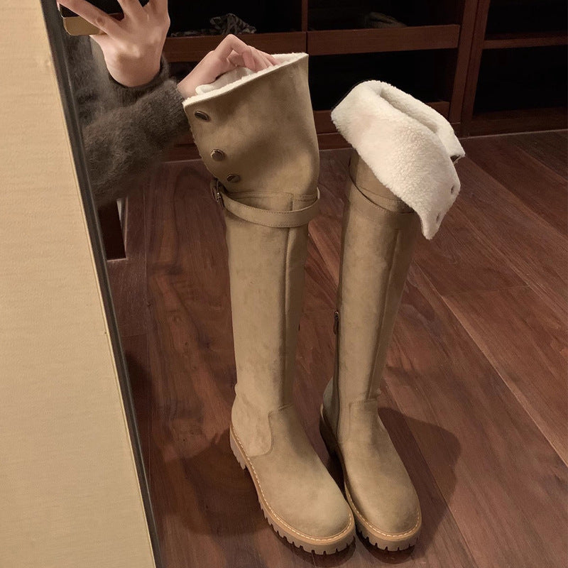 Women'S Winter Over Knee Boots Chunky Heel Round Toe Stretch Extra Long Thigh High Boots | Fashion Fall Shoes With Zipper Closure, Microfiber Leather Upper, Genuine Leather Lining, Rubber Sole, Women Shoes