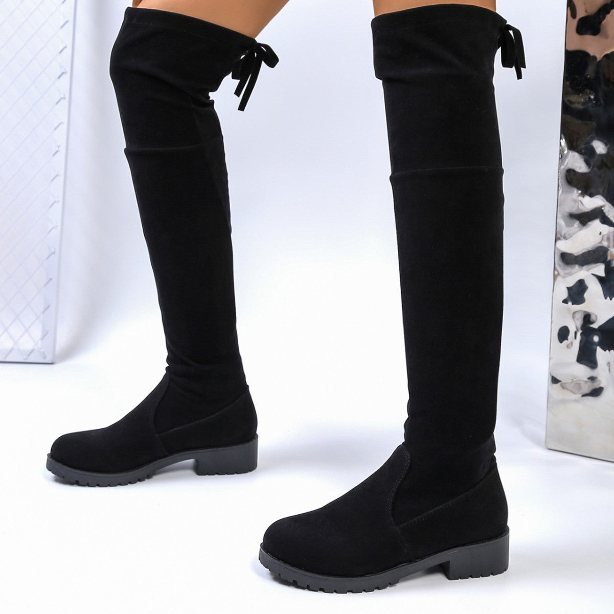 New Style of Plus-Size Women'S Boots for Autumn And Winter 2026, Featuring Back Lacing, a Chunky Heel, And a Thick Sole for Comfort., Women Shoes