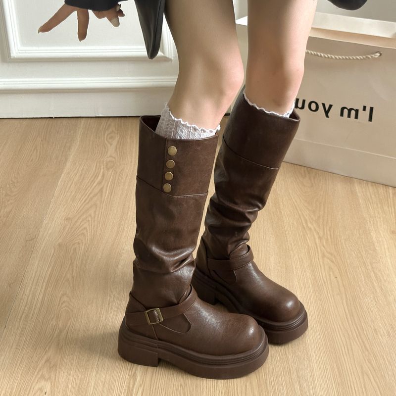 Women Platform Boots Over The Knee Slouch Boots Fold Over Style Winter Casual Boots High Shaft Fashion Boots, Women Shoes