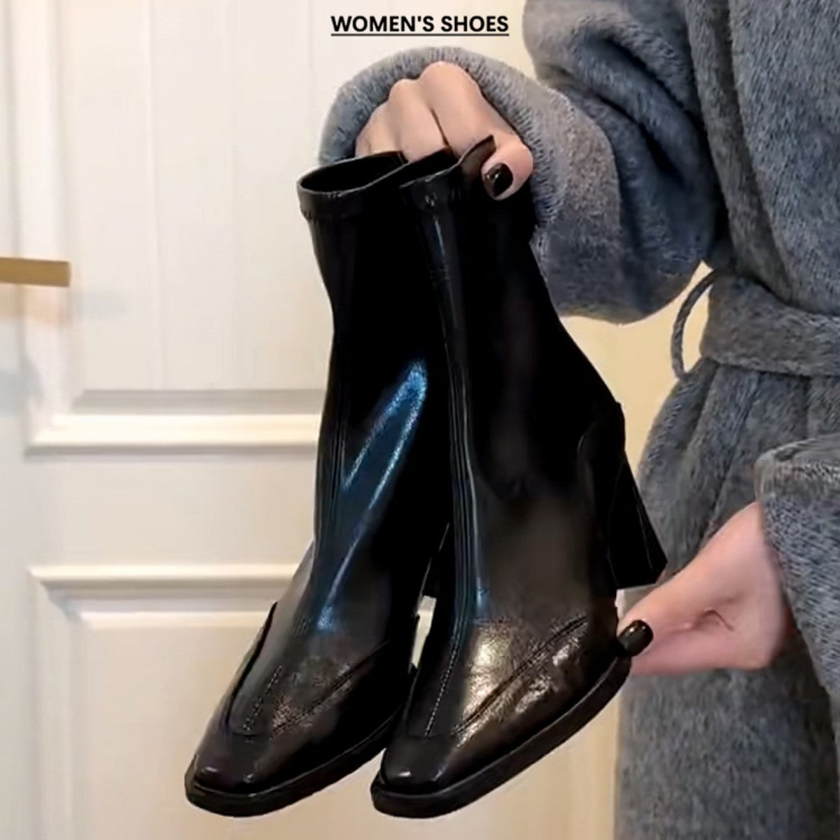 Women'S Square Toe Block Heel Boots | Korean Style Slim Fit Ankle Boots, Fall Vintage Short Booties, Zipper Closure, Pointed Toe, Low Heel, Polyurethane Upper, Genuine Leather Lining, Eva Insole, Rubber Sole, Women Shoes