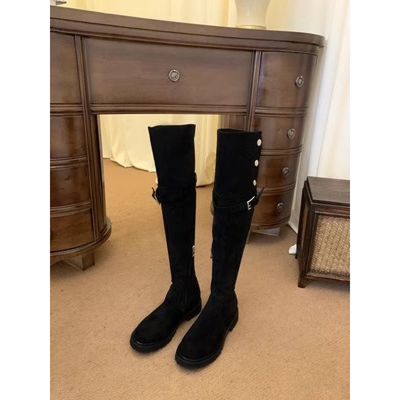 Women'S Winter Over Knee Boots Chunky Heel Round Toe Stretch Extra Long Thigh High Boots | Fashion Fall Shoes With Zipper Closure, Microfiber Leather Upper, Genuine Leather Lining, Rubber Sole, Women Shoes