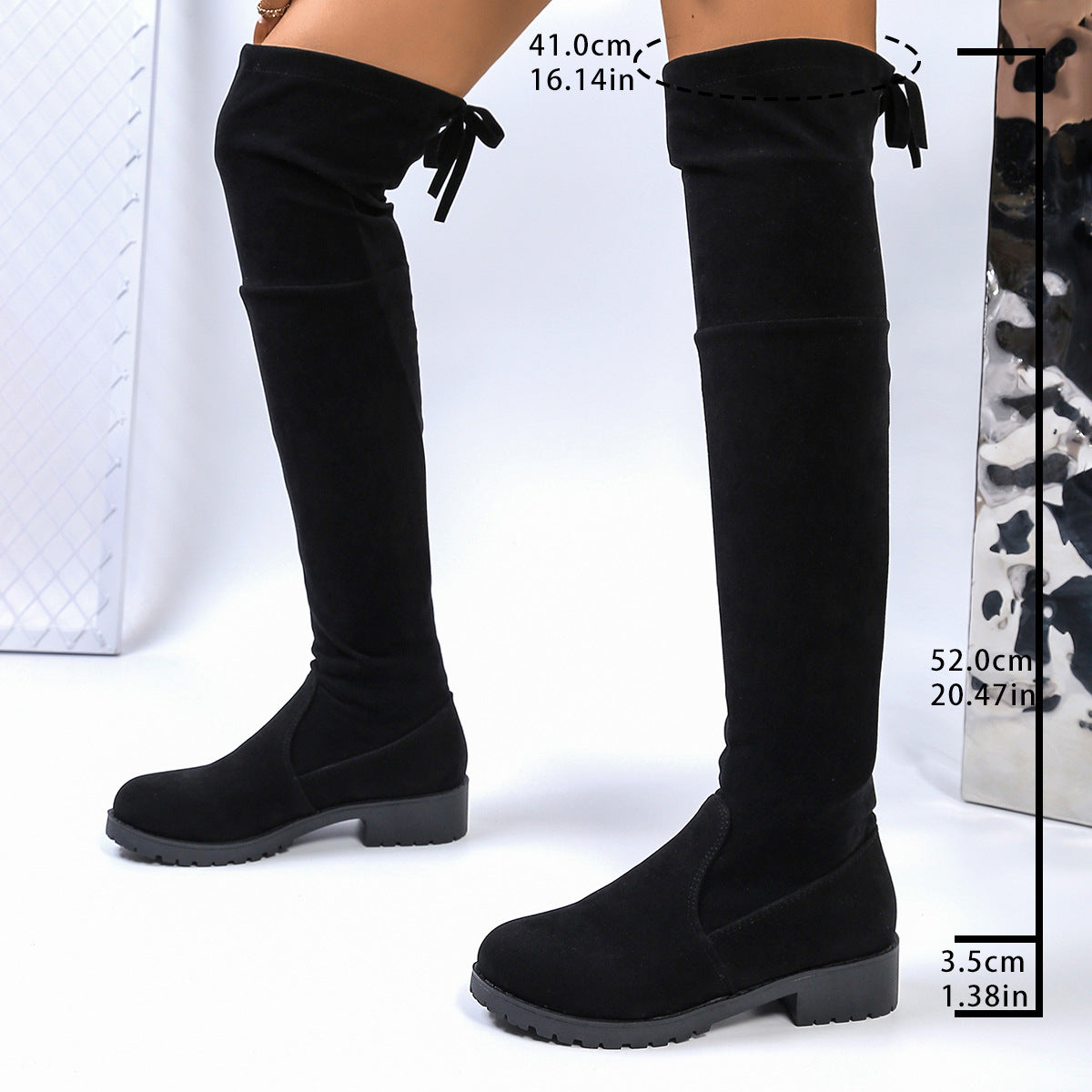 New Style of Plus-Size Women'S Boots for Autumn And Winter 2026, Featuring Back Lacing, a Chunky Heel, And a Thick Sole for Comfort., Women Shoes