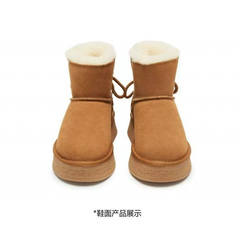 2025 Winter Women'S Smooth Synthetic Snow Boots | Thick-Soled, Fleece-Lined, Lace-Up, Warm, Versatile Footwear