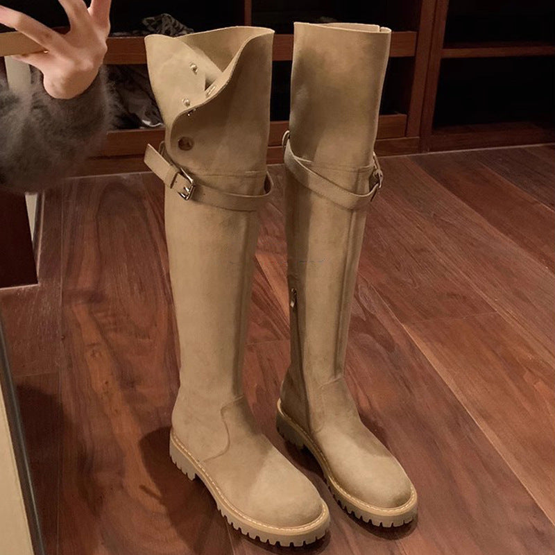 Women'S Winter Over Knee Boots Chunky Heel Round Toe Stretch Extra Long Thigh High Boots | Fashion Fall Shoes With Zipper Closure, Microfiber Leather Upper, Genuine Leather Lining, Rubber Sole, Women Shoes