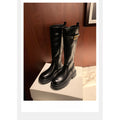 Knee High Platform Boots Women Chunky Heel Round Toe Side Zipper Winter Warm Thick Sole Shoes, Women Shoes