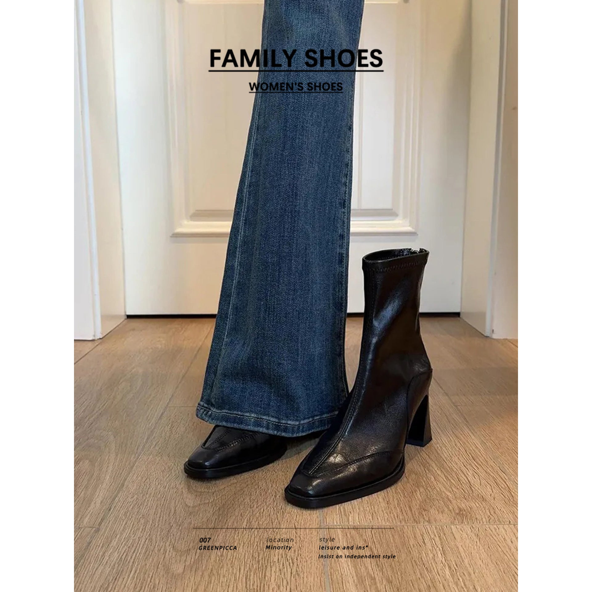 Women'S Square Toe Block Heel Boots | Korean Style Slim Fit Ankle Boots, Fall Vintage Short Booties, Zipper Closure, Pointed Toe, Low Heel, Polyurethane Upper, Genuine Leather Lining, Eva Insole, Rubber Sole, Women Shoes